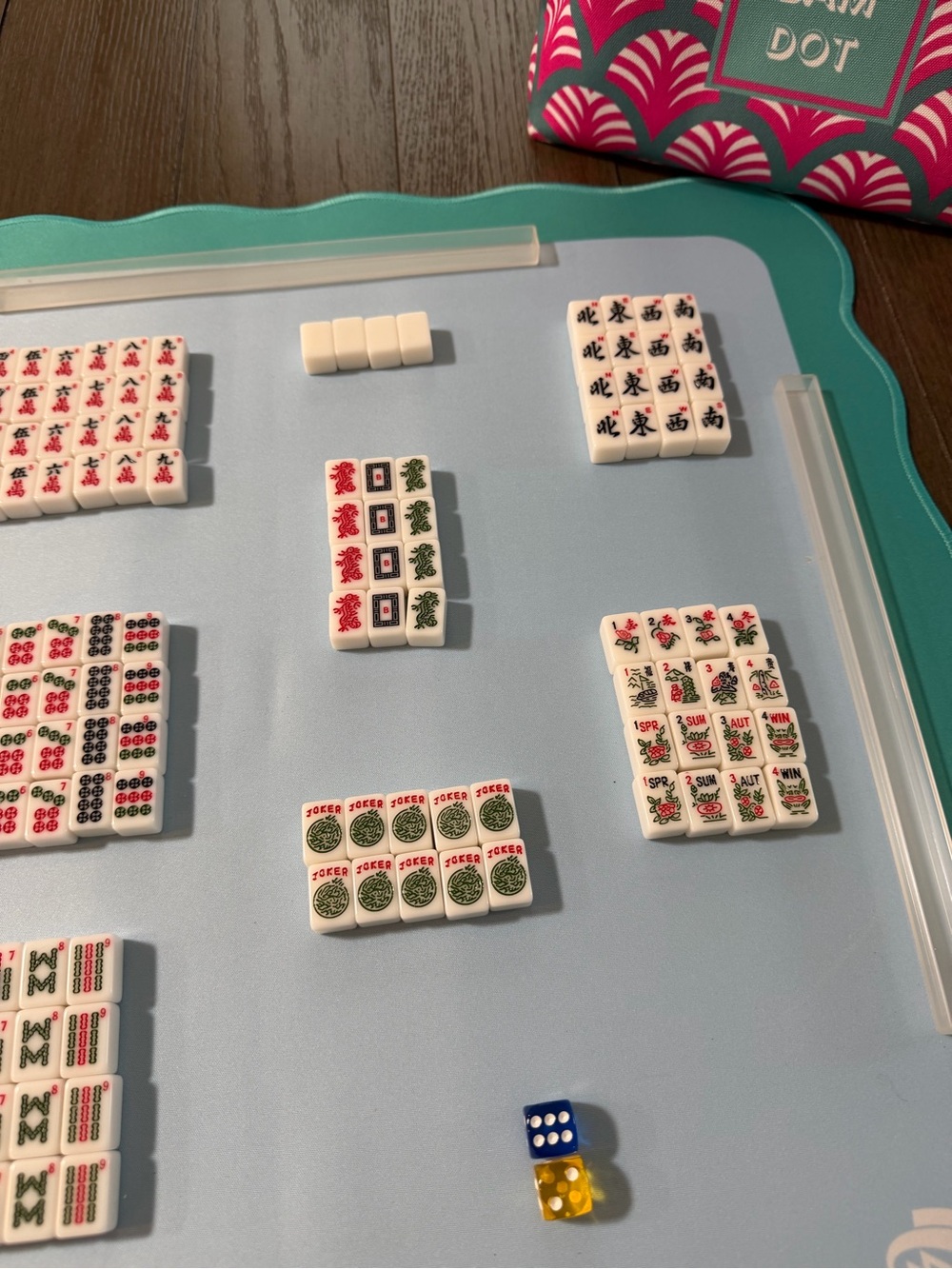 White Mahjong Tiles Set - Classic Floral Accents - Picture 5 of 13